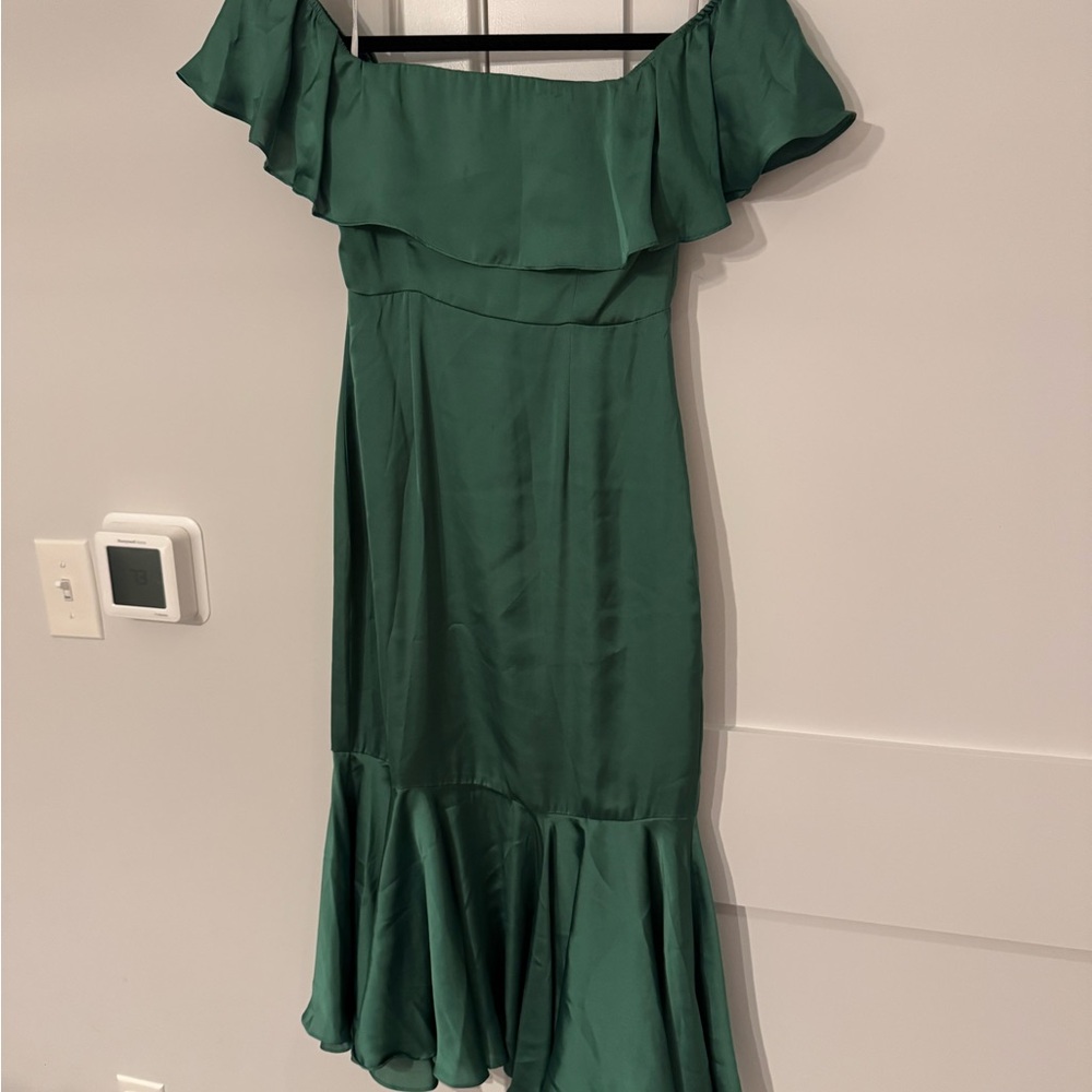 Lovers + Friends Green Ruffle Midi Dress